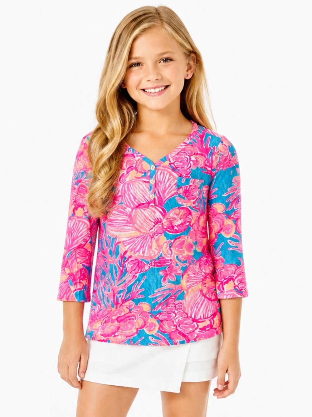 Lilly Pulitzer Girls XL 12/14 Mini Palmetto Fan Tastic Pima Cotton Tunic Top